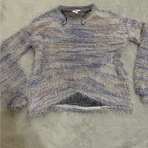 Candie's Fuzzy Sweater in Blue and Gray
